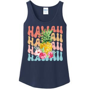 Hawaii Pineapple Summer Groovy Retro Ladies Essential Tank