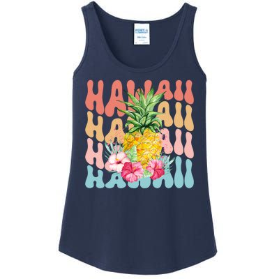 Hawaii Pineapple Summer Groovy Retro Ladies Essential Tank