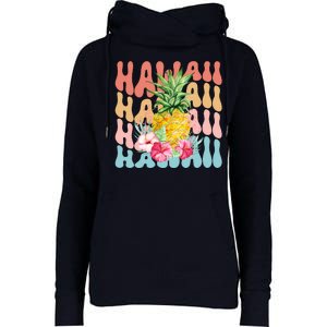 Hawaii Pineapple Summer Groovy Retro Womens Funnel Neck Pullover Hood