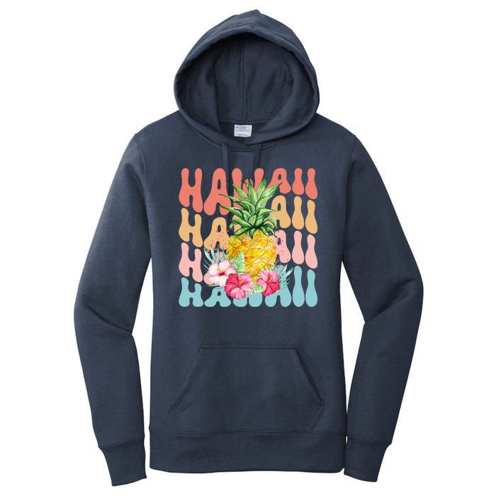 Hawaii Pineapple Summer Groovy Retro Women's Pullover Hoodie