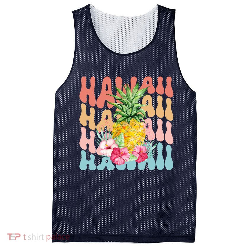 Hawaii Pineapple Summer Groovy Retro Mesh Reversible Basketball Jersey Tank