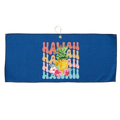 Hawaii Pineapple Summer Groovy Retro Large Microfiber Waffle Golf Towel