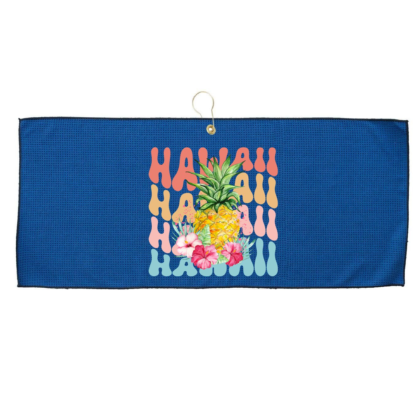 Hawaii Pineapple Summer Groovy Retro Large Microfiber Waffle Golf Towel