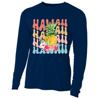 Hawaii Pineapple Summer Groovy Retro Cooling Performance Long Sleeve Crew