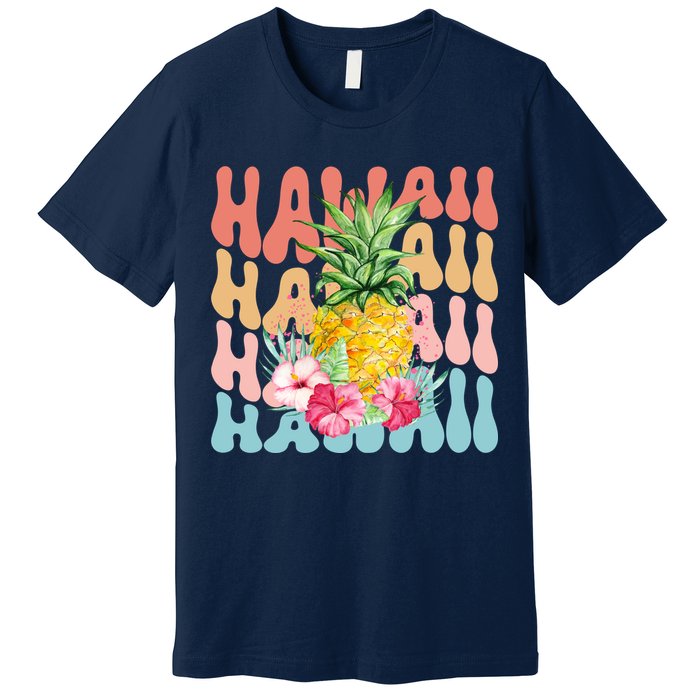 Hawaii Pineapple Summer Groovy Retro Premium T-Shirt