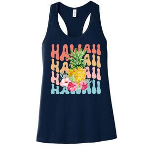 Hawaii Pineapple Summer Groovy Retro Women's Racerback Tank