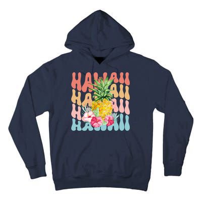 Hawaii Pineapple Summer Groovy Retro Tall Hoodie