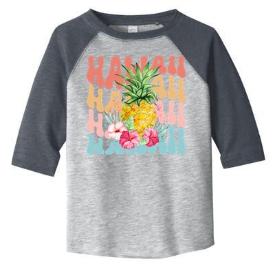 Hawaii Pineapple Summer Groovy Retro Toddler Fine Jersey T-Shirt