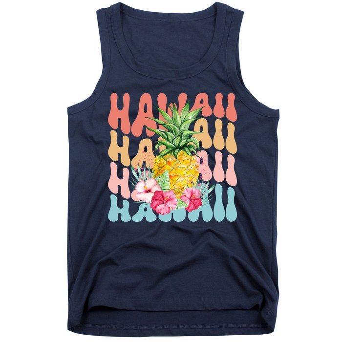 Hawaii Pineapple Summer Groovy Retro Tank Top