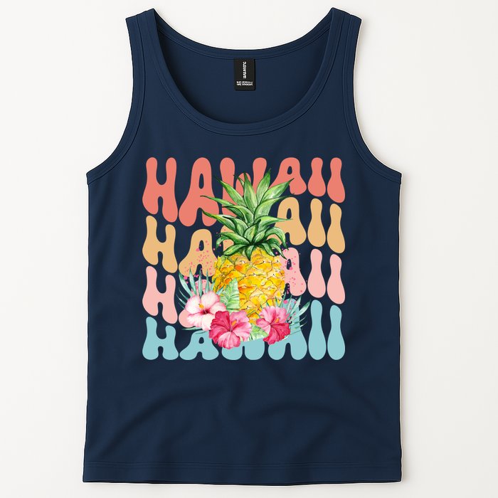 Hawaii Pineapple Summer Groovy Retro Tank Top