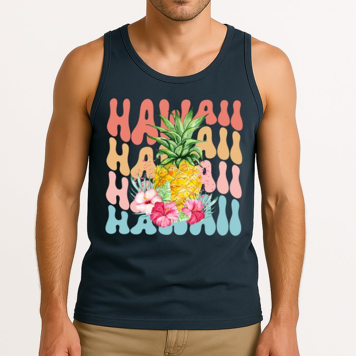 Hawaii Pineapple Summer Groovy Retro Tank Top