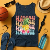 Hawaii Pineapple Summer Groovy Retro Tank Top