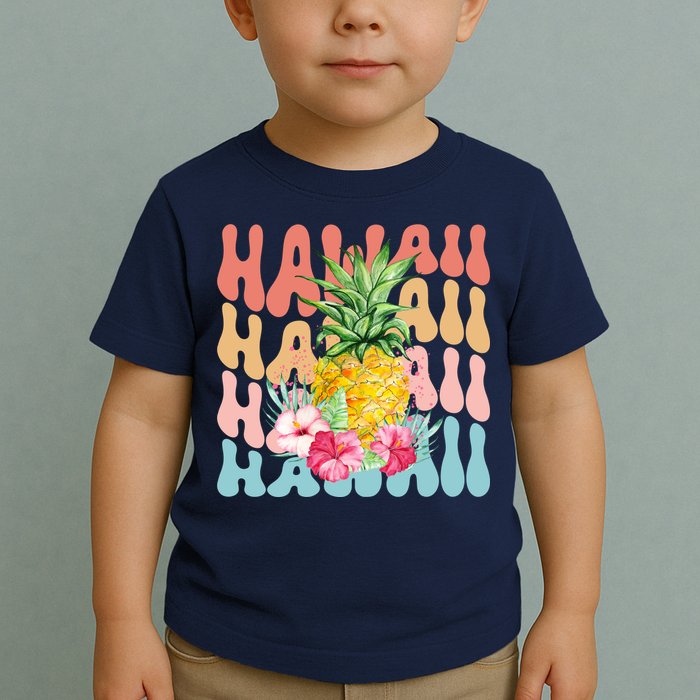Hawaii Pineapple Summer Groovy Retro Toddler T-Shirt
