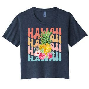 Hawaii Pineapple Summer Groovy Retro Women's Crop Top Tee