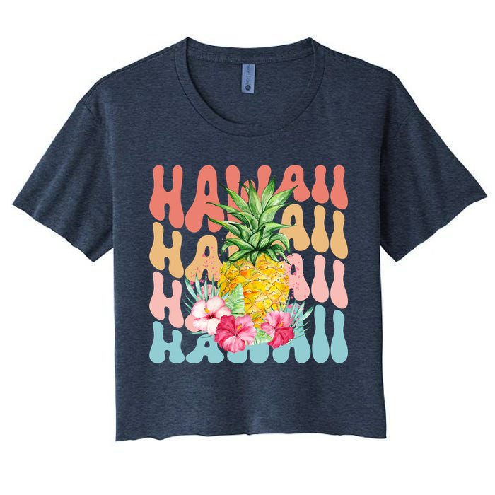 Hawaii Pineapple Summer Groovy Retro Crop Top