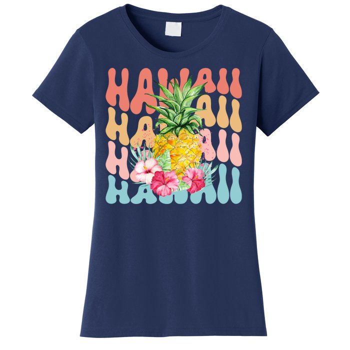 Hawaii Pineapple Summer Groovy Retro Women's T-Shirt