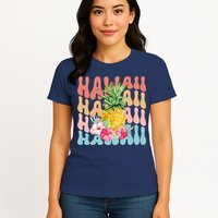 Hawaii Pineapple Summer Groovy Retro Womens T-Shirt