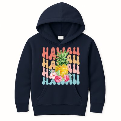 Hawaii Pineapple Summer Groovy Retro Kids Hoodie