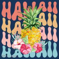 Hawaii Pineapple Summer Groovy Retro Short Acrylic Beanie