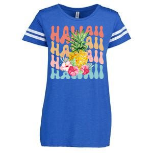 Hawaii Pineapple Summer Groovy Retro Enza Ladies Jersey Football T-Shirt