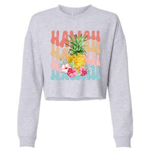 Hawaii Pineapple Summer Groovy Retro Cropped Pullover Crew