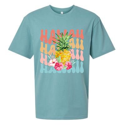 Hawaii Pineapple Summer Groovy Retro Sueded Cloud Jersey T-Shirt