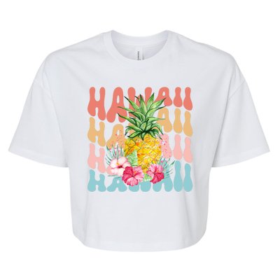 Hawaii Pineapple Summer Groovy Retro Bella+Canvas Jersey Crop Tee