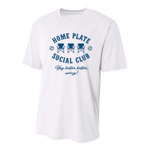 Home Plate Social Club Hey Batter Batter Swing Baseball Youth Performance Sprint T-Shirt