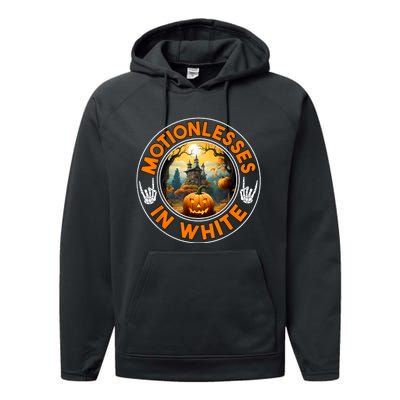 Halloween Pumpkin Scary Funny Motionlesses In White Performance Fleece Hoodie