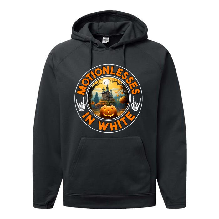 Halloween Pumpkin Scary Funny Motionlesses In White Performance Fleece Hoodie