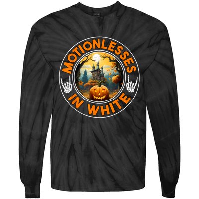 Halloween Pumpkin Scary Funny Motionlesses In White Tie-Dye Long Sleeve Shirt