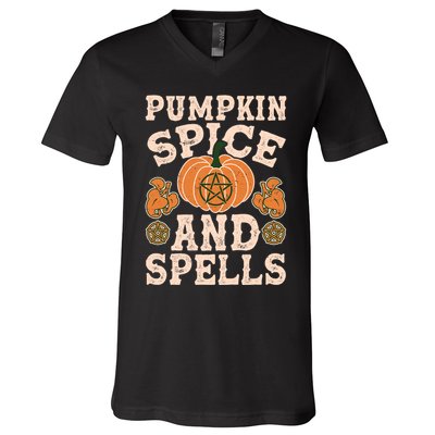 Halloween Pumpkin Spice And Spells V-Neck T-Shirt