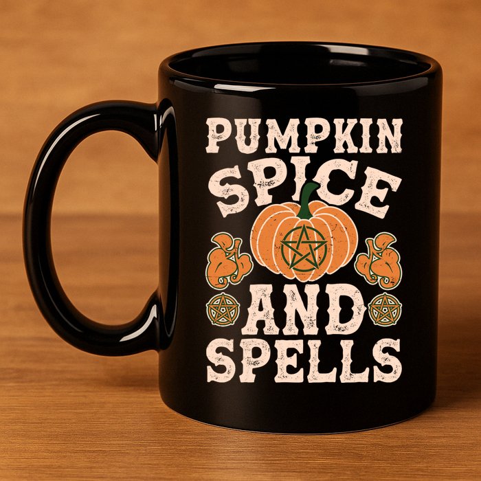 Halloween Pumpkin Spice And Spells 11oz C Handle Ceramic Mug