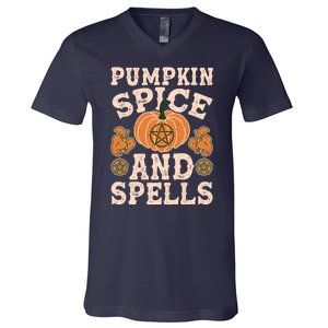 Halloween Pumpkin Spice And Spells V-Neck T-Shirt