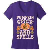 Halloween Pumpkin Spice And Spells Women's V-Neck T-Shirt
