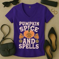 Halloween Pumpkin Spice And Spells Women's V-Neck T-Shirt