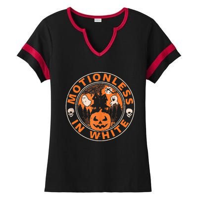 Halloween Pumpkin Scary Funny Motionlesses In White Ladies Halftime Notch Neck Tee