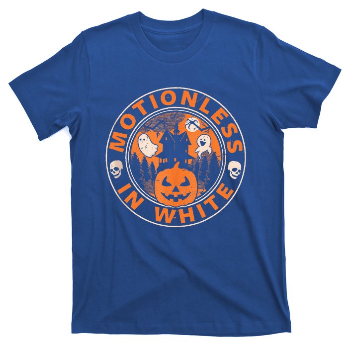 Halloween Pumpkin Scary Funny Motionlesses In White T-Shirt