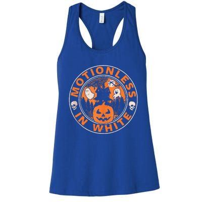 Halloween Pumpkin Scary Funny Motionlesses In White Women's Racerback Tank