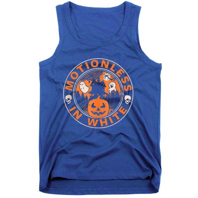 Halloween Pumpkin Scary Funny Motionlesses In White Tank Top