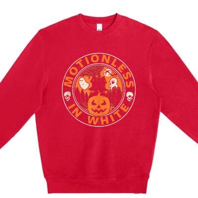 Halloween Pumpkin Scary Funny Motionlesses In White Premium Crewneck Sweatshirt