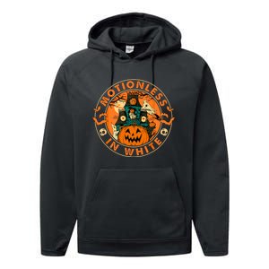 Halloween Pumpkin Scary Funny Motionlesses In White. Performance Fleece Hoodie