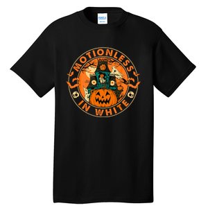 Halloween Pumpkin Scary Funny Motionlesses In White. Tall T-Shirt