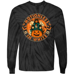 Halloween Pumpkin Scary Funny Motionlesses In White. Tie-Dye Long Sleeve Shirt