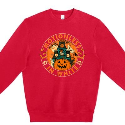 Halloween Pumpkin Scary Funny Motionlesses In White. Premium Crewneck Sweatshirt