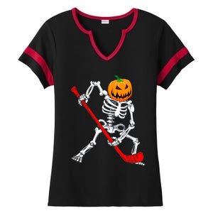 Hockey Player Skeleton Halloween Pumkin Costume For Boy Ladies Halftime Notch Neck Tee