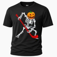 Hockey Player Skeleton Halloween Pumkin Costume For Boy Cooling Performance Crew T-Shirt