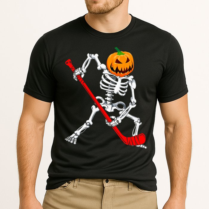 Hockey Player Skeleton Halloween Pumkin Costume For Boy Cooling Performance Crew T-Shirt