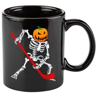 Hockey Player Skeleton Halloween Pumkin Costume For Boy 11oz C Handle Ceramic Mug
