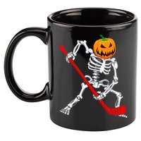 Hockey Player Skeleton Halloween Pumkin Costume For Boy 11oz C Handle Ceramic Mug